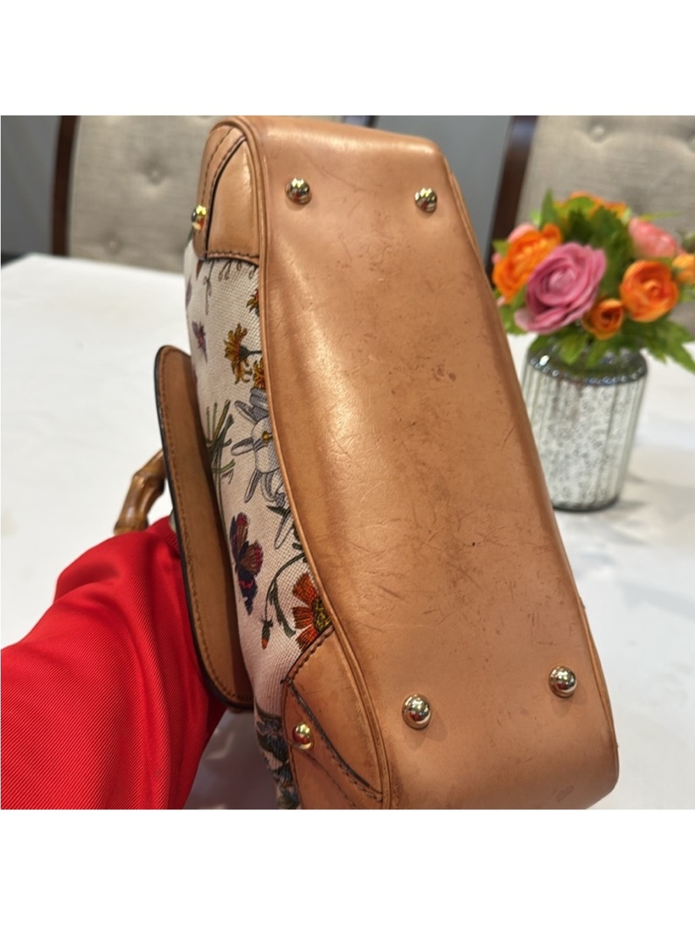 Authentic Gucci Flora Bamboo Top-Handle bag - Picture 5 of 12